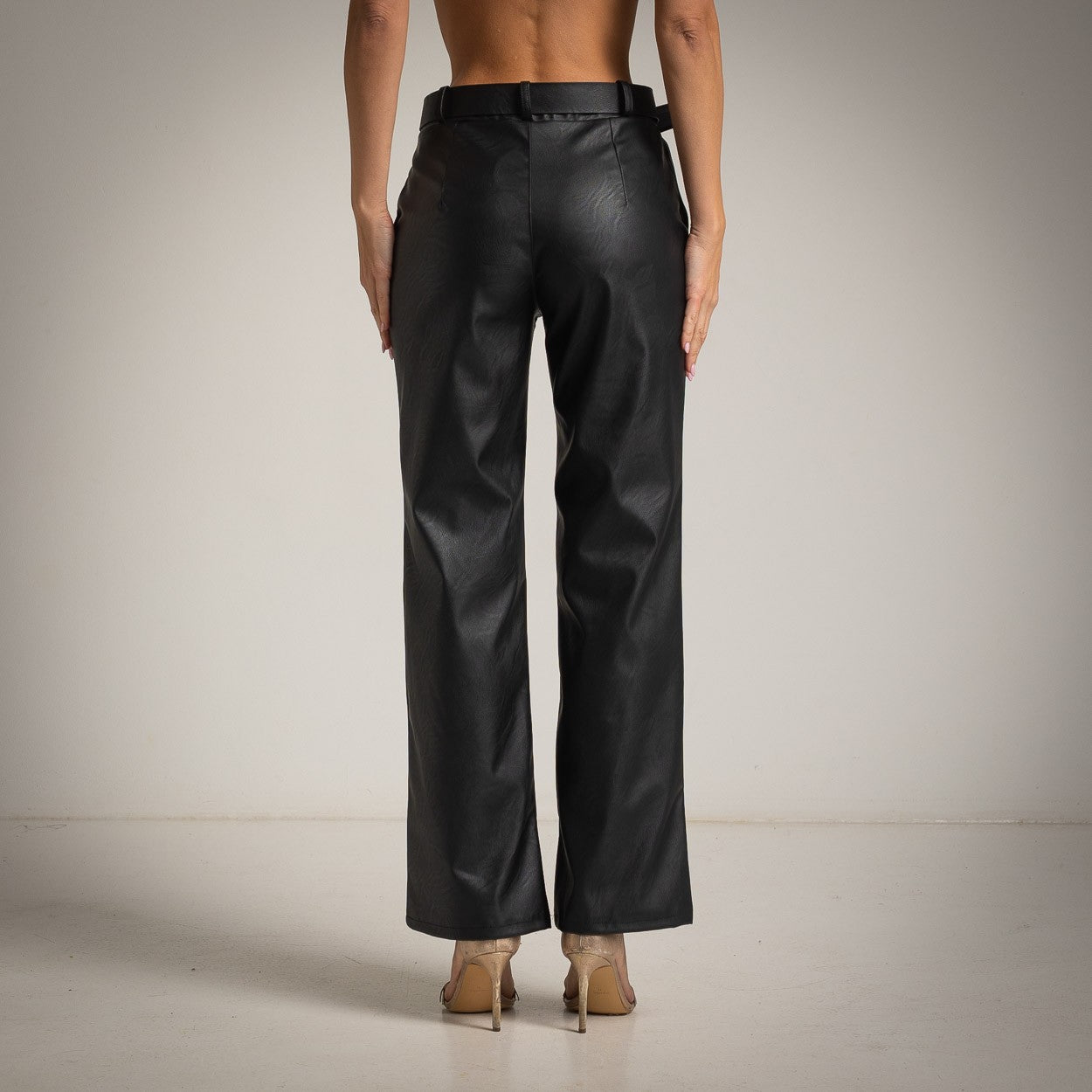 Black ECO leather pants – back studio view