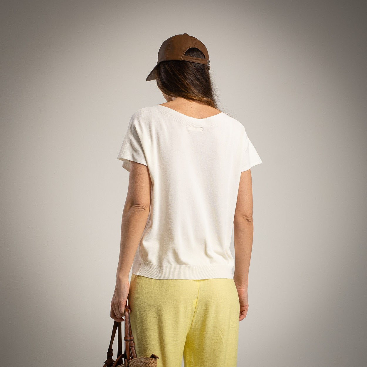 bonjour dachshund t shirt back view ivory knit marigiou