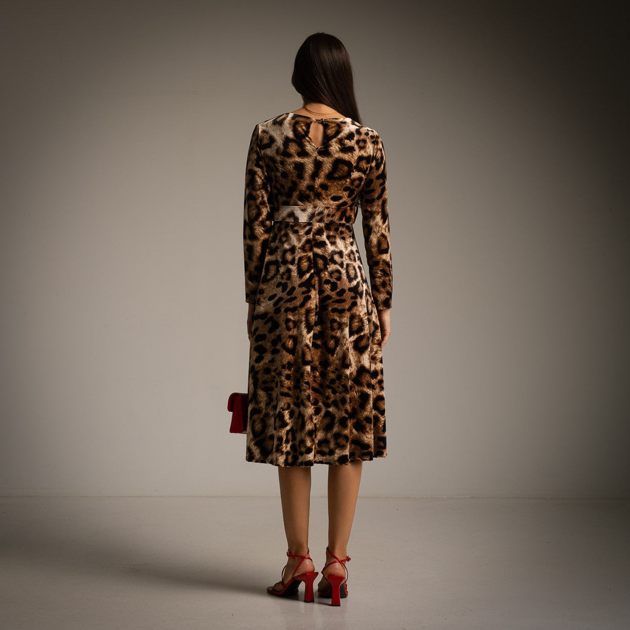 Velvet animal print dress – back view