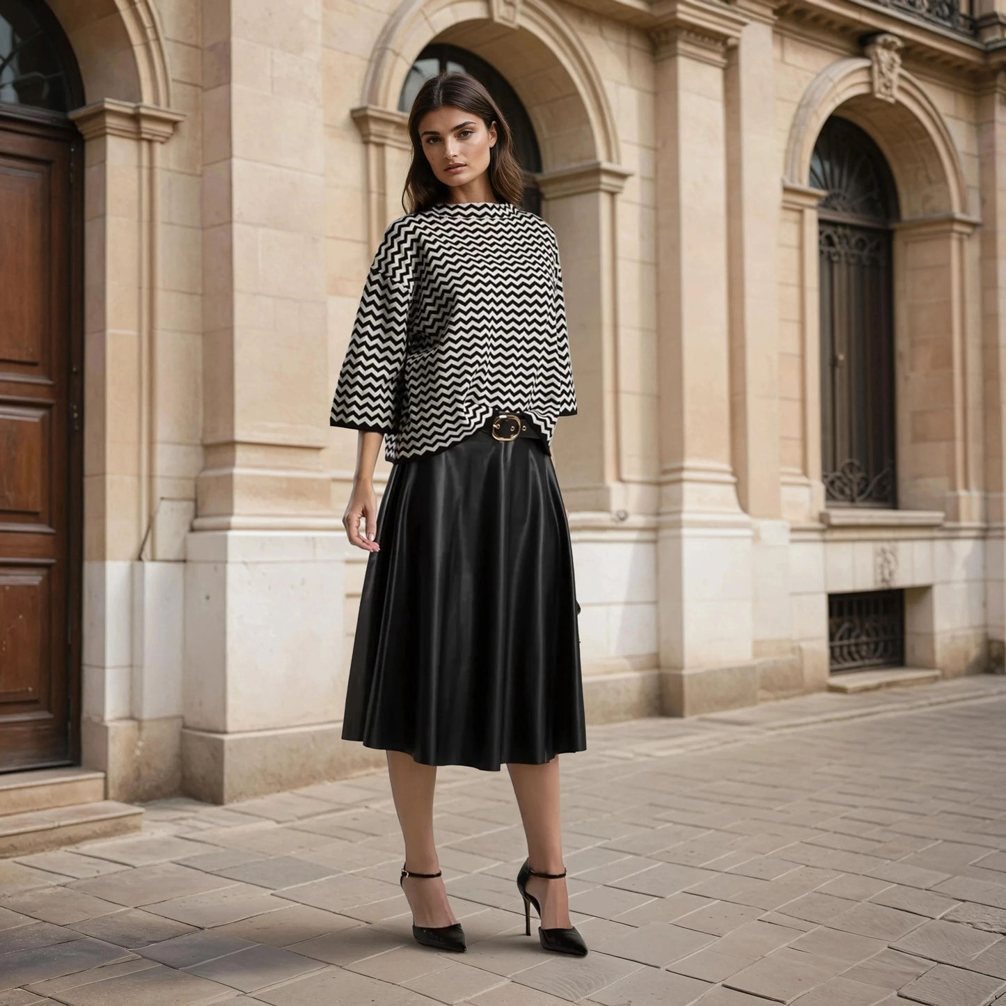 Πουλόβερ από απαλό πλεκτό ύφασμα με σχέδιο ζιγκ-ζαγκ