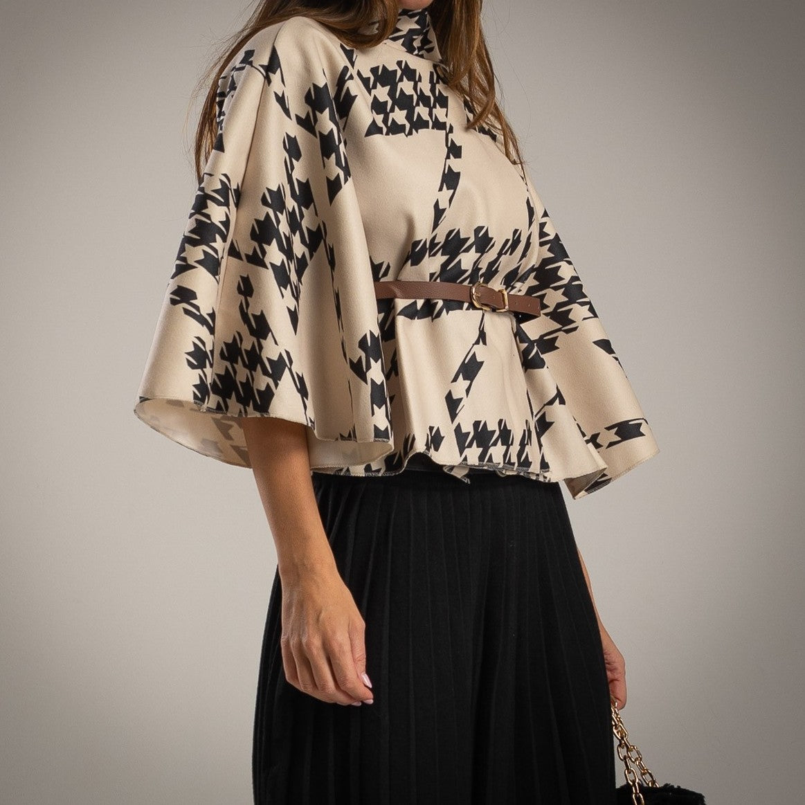 Patterned Cape with Belt