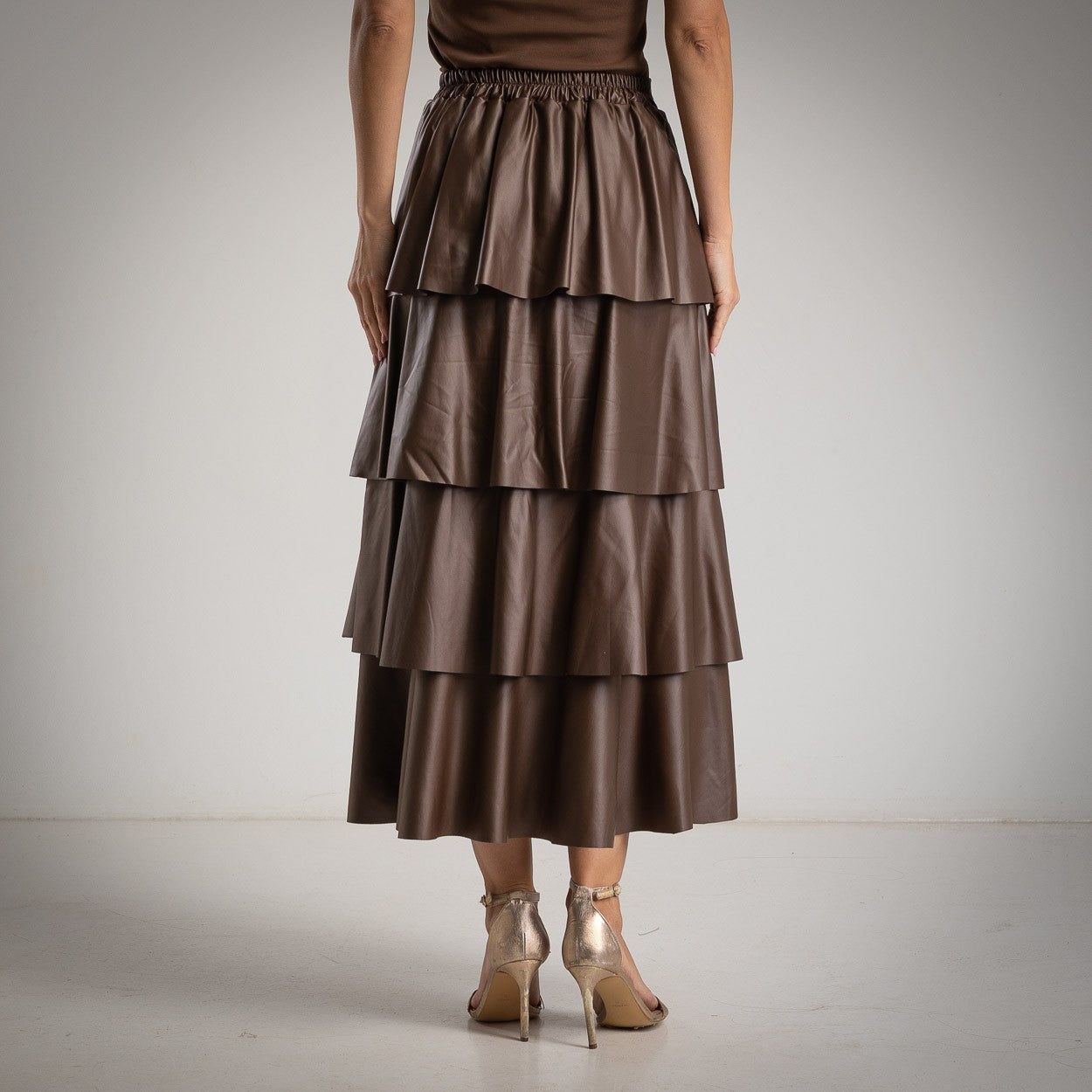 Rock mit Volants aus Kunstleder
