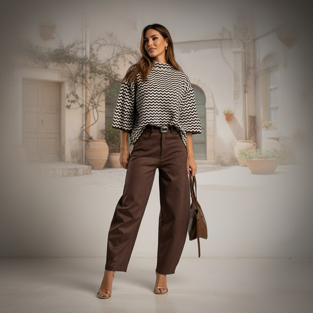 Soft Knit Sweater with Zig Zag Pattern