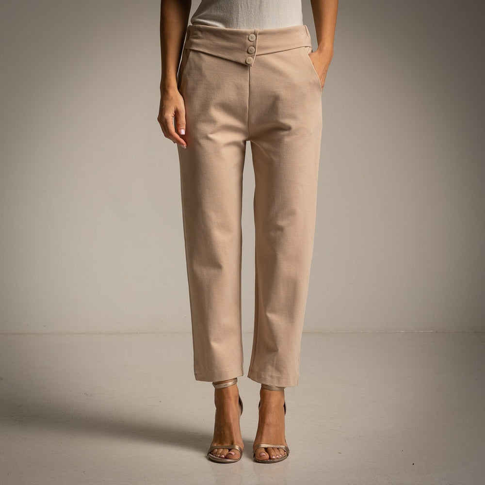 marigiou 7 8 fabric pants beige front view
