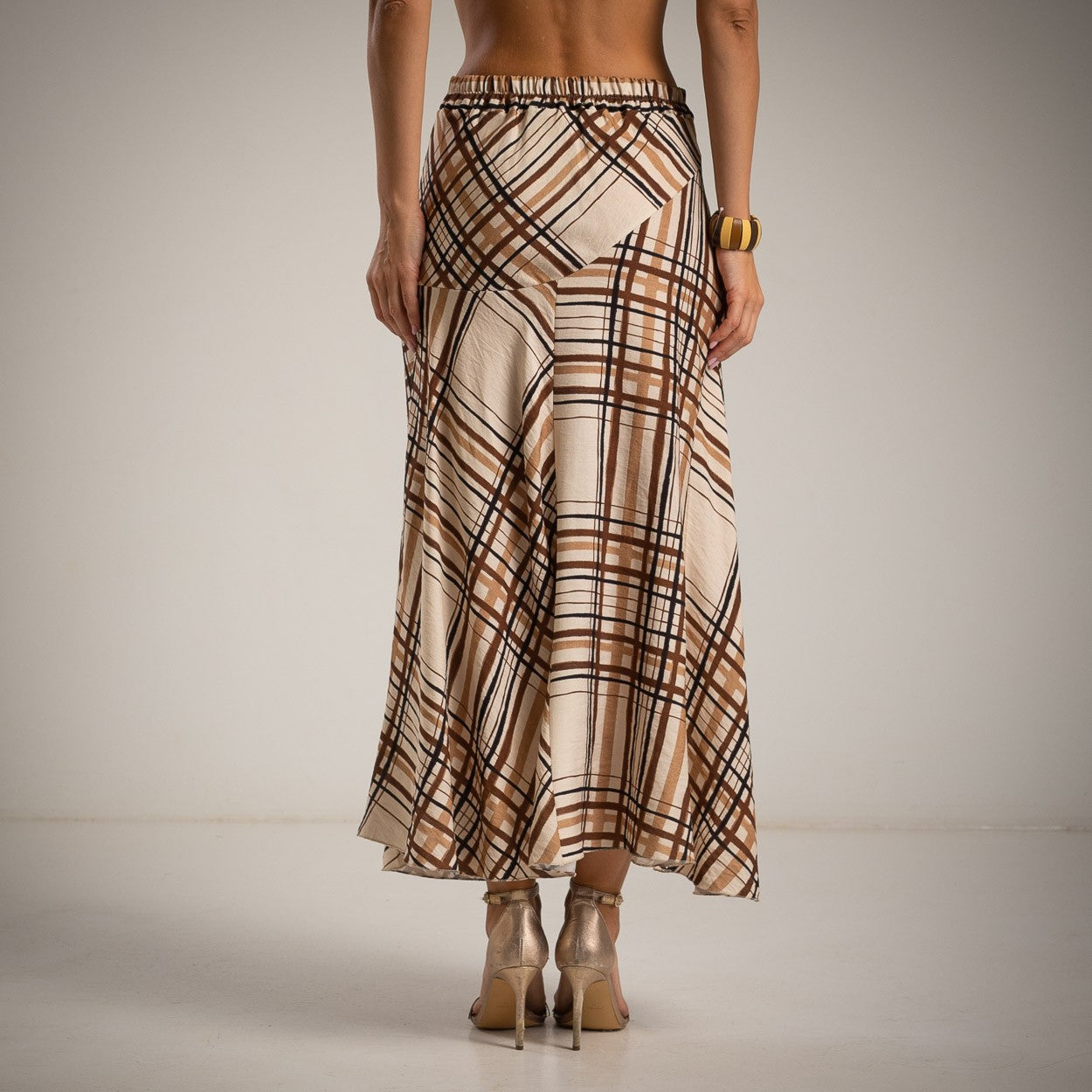 marigiou checked midi skirt – back view
