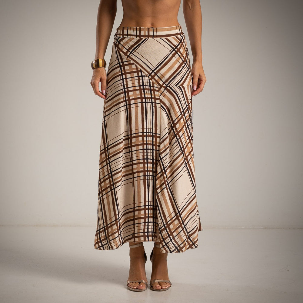 marigiou checked midi skirt – front view