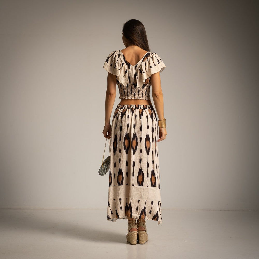 MARIΓIOÚ desert sand boho chic Mediterranean two piece set back view