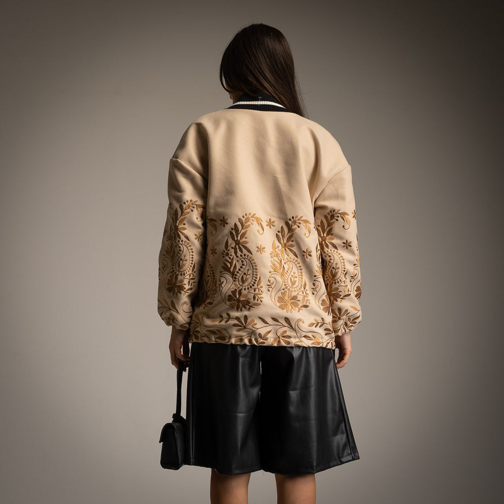 marigiou floral embroidered bomber jacket back view
