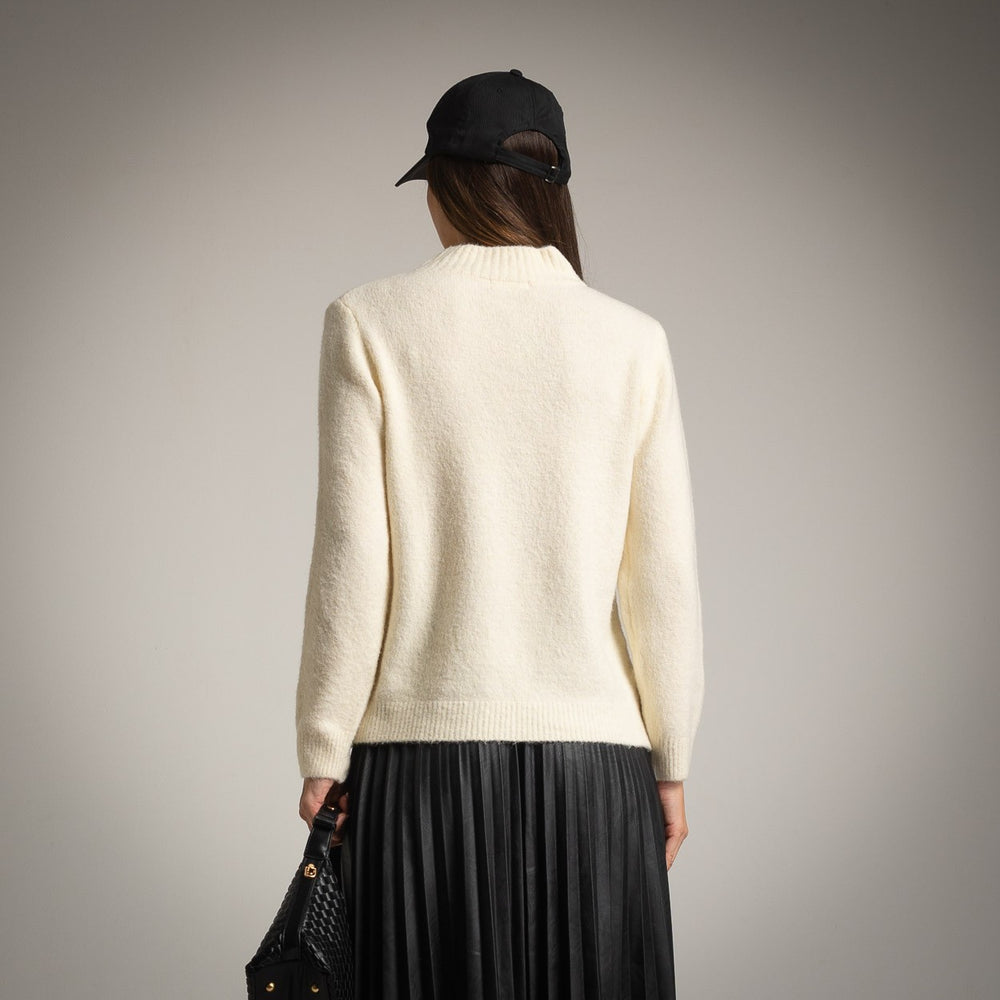 Creme floral knit sweater back view