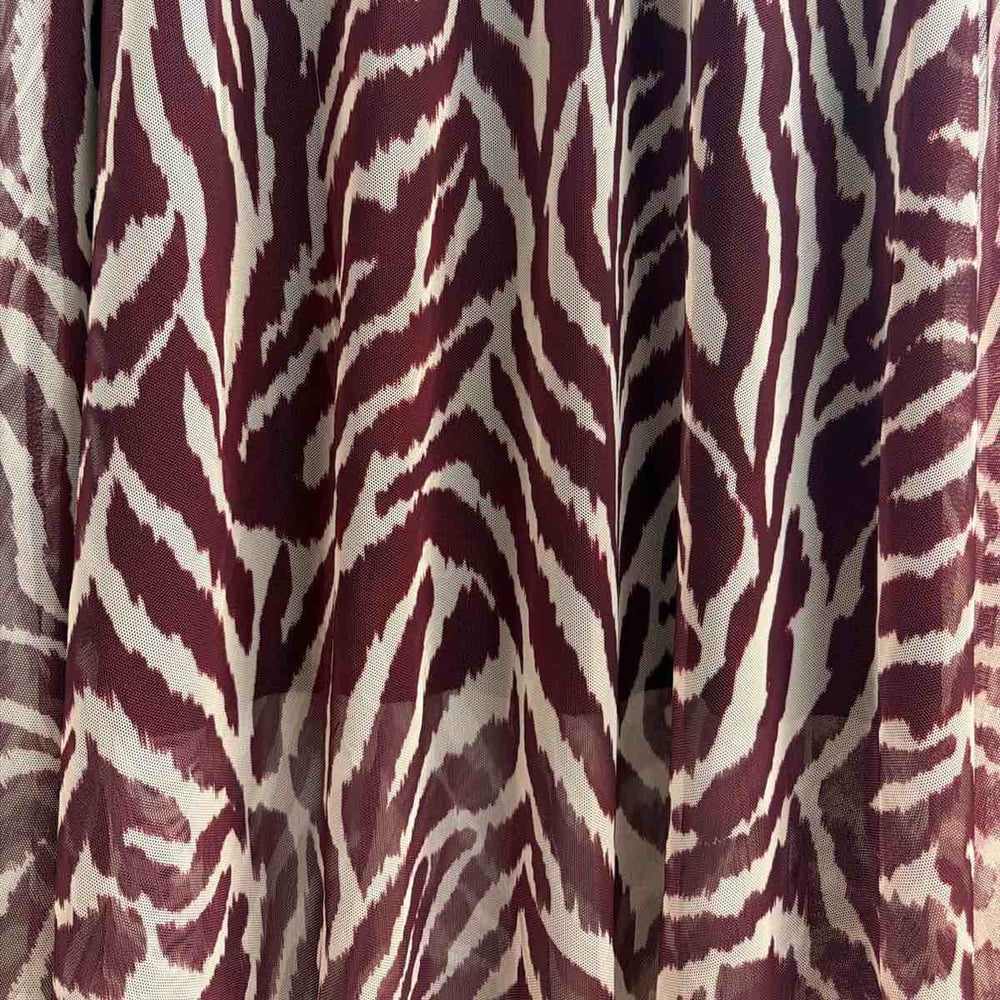 Velvet Cherry animal print tulle two-piece set with cropped long-sleeve top and flowing skirt - detail view