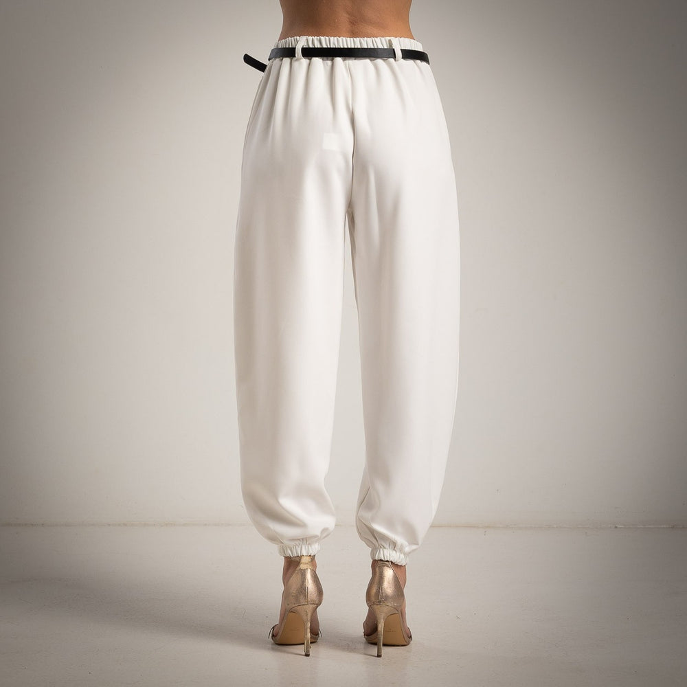 MARIΓIOÚ ivory white elegant one size trousers back view