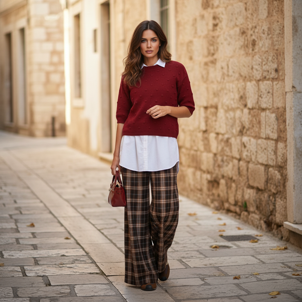 marigiou knit shirt burgundy street style