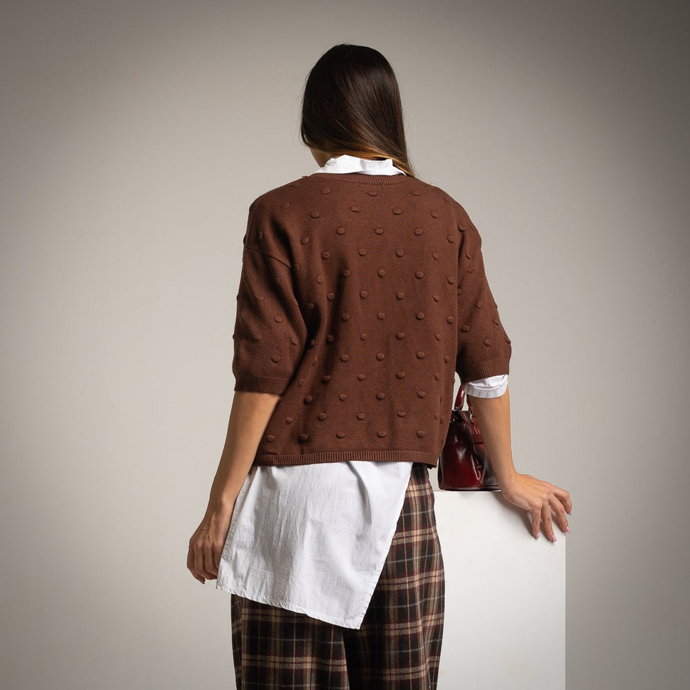 marigiou knit shirt chocolate back view