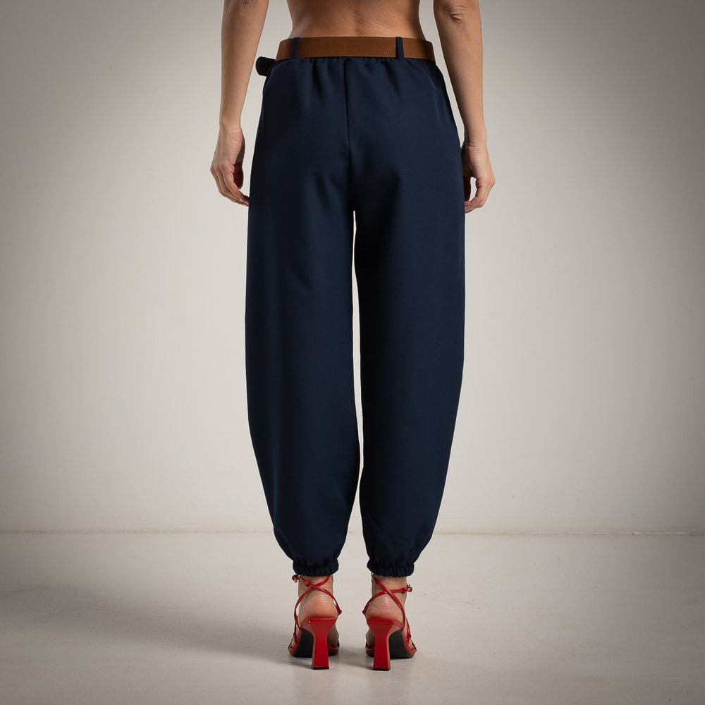 MARIΓIOÚ midnight blue elegant one size trousers back view