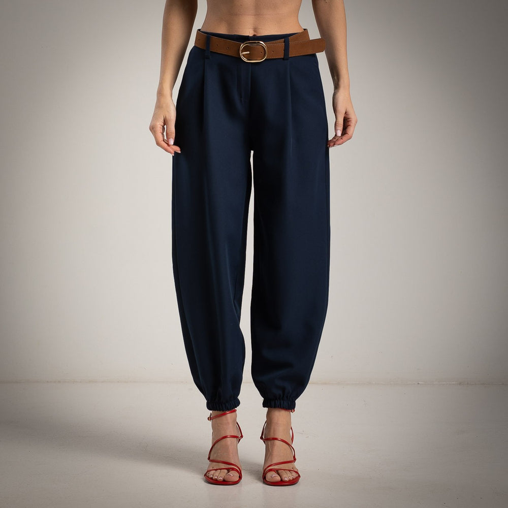 MARIΓIOÚ midnight blue relaxed fit Italian pants front view