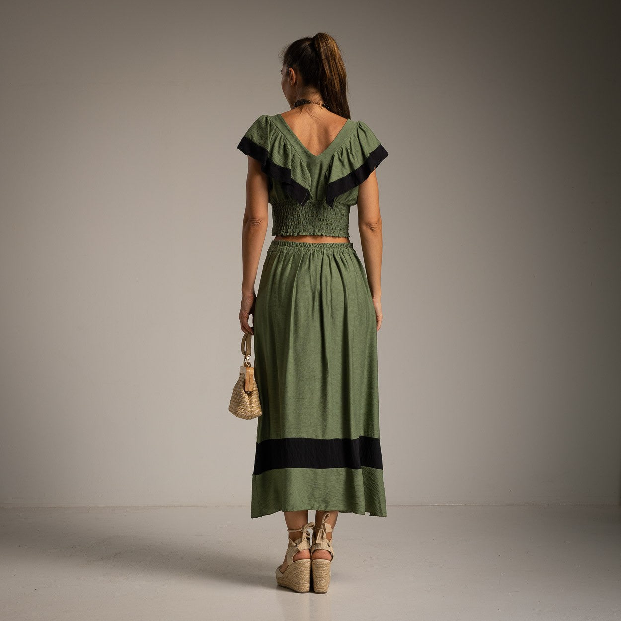 MARIΓIOÚ olive grove Mediterranean-inspired two-piece set back view