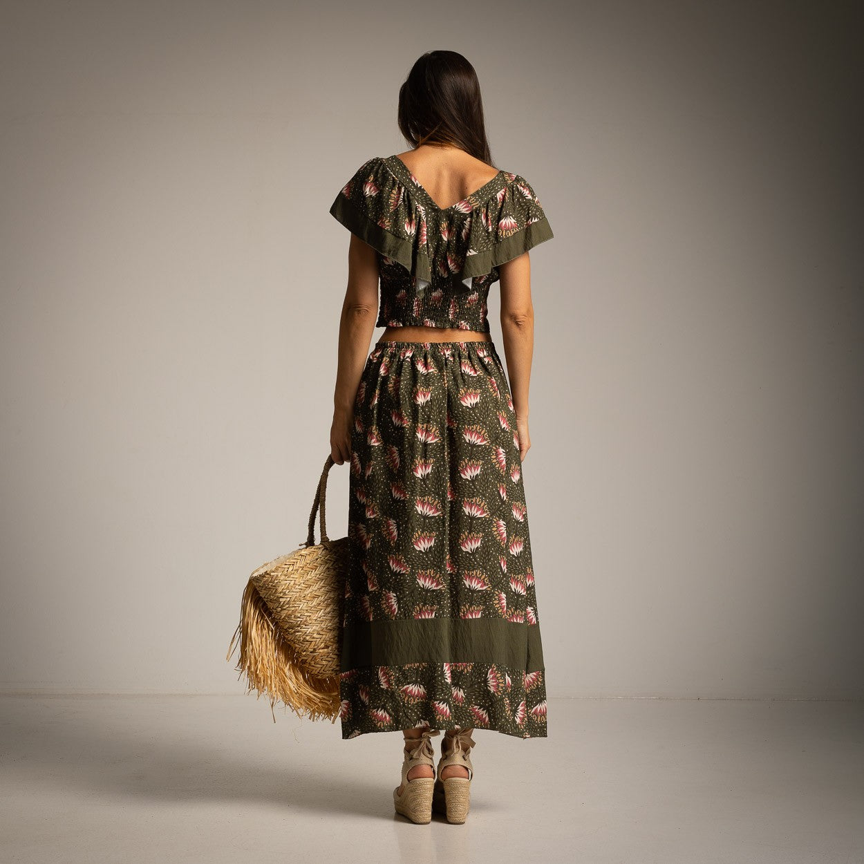 MARIΓIOÚ olive grove boho chic two piece set back view