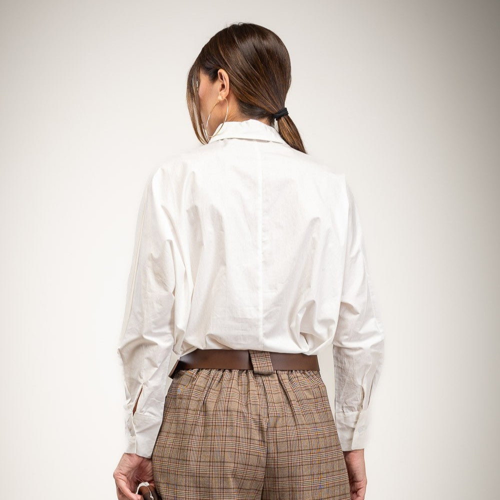 White cotton blouse with cord embroidery and rhinestones - back view