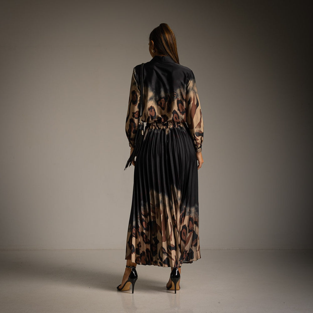 marigiou printed satin set black back view