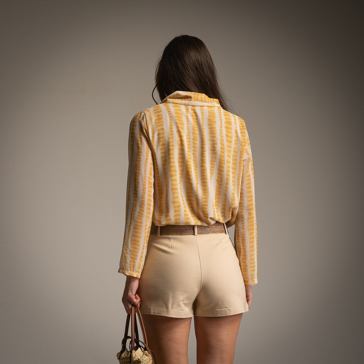 Mango printed tie-neck blouse back view one size made in Italy by MARIΓIOÚ