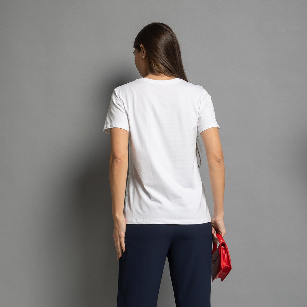 White cotton statement T-shirt back view one size made in Italy