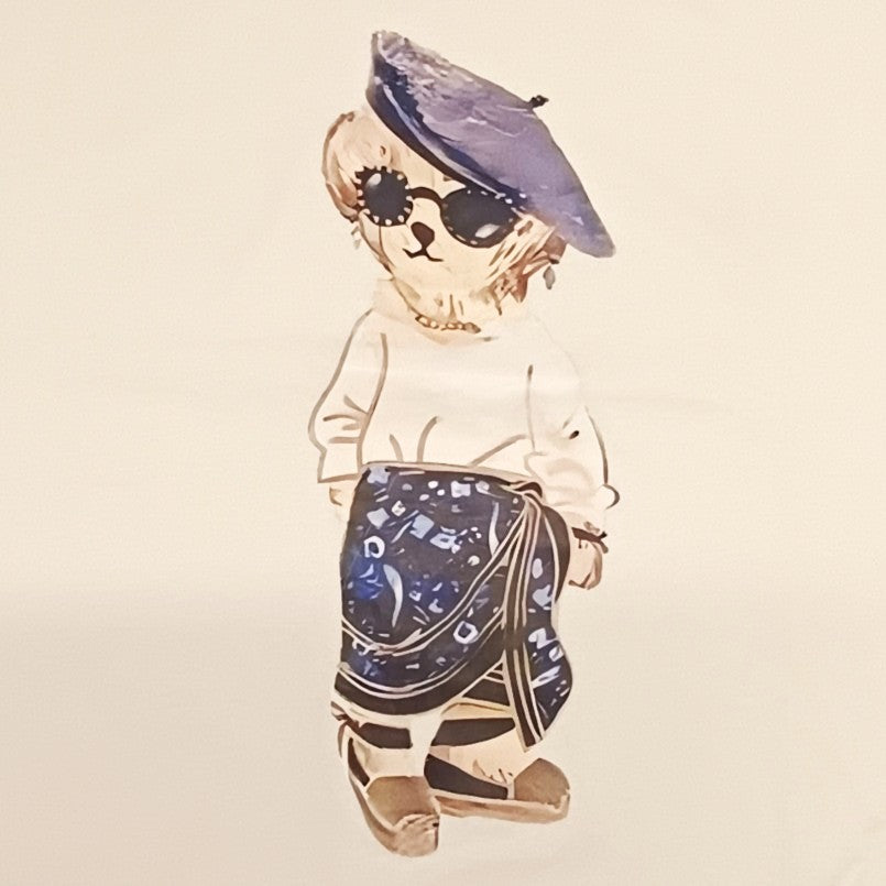 Close-up of fashion illustration print on white statement T-shirt by MARIΓIOÚ