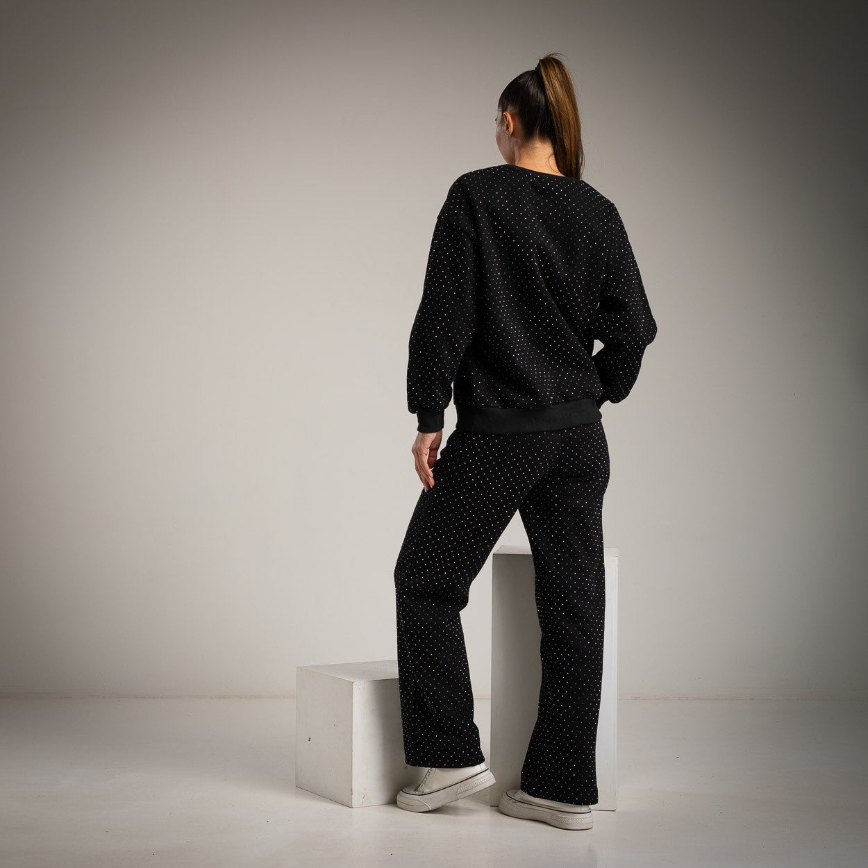 MARIΓIOÚ Swarovski loungewear set back view without vest