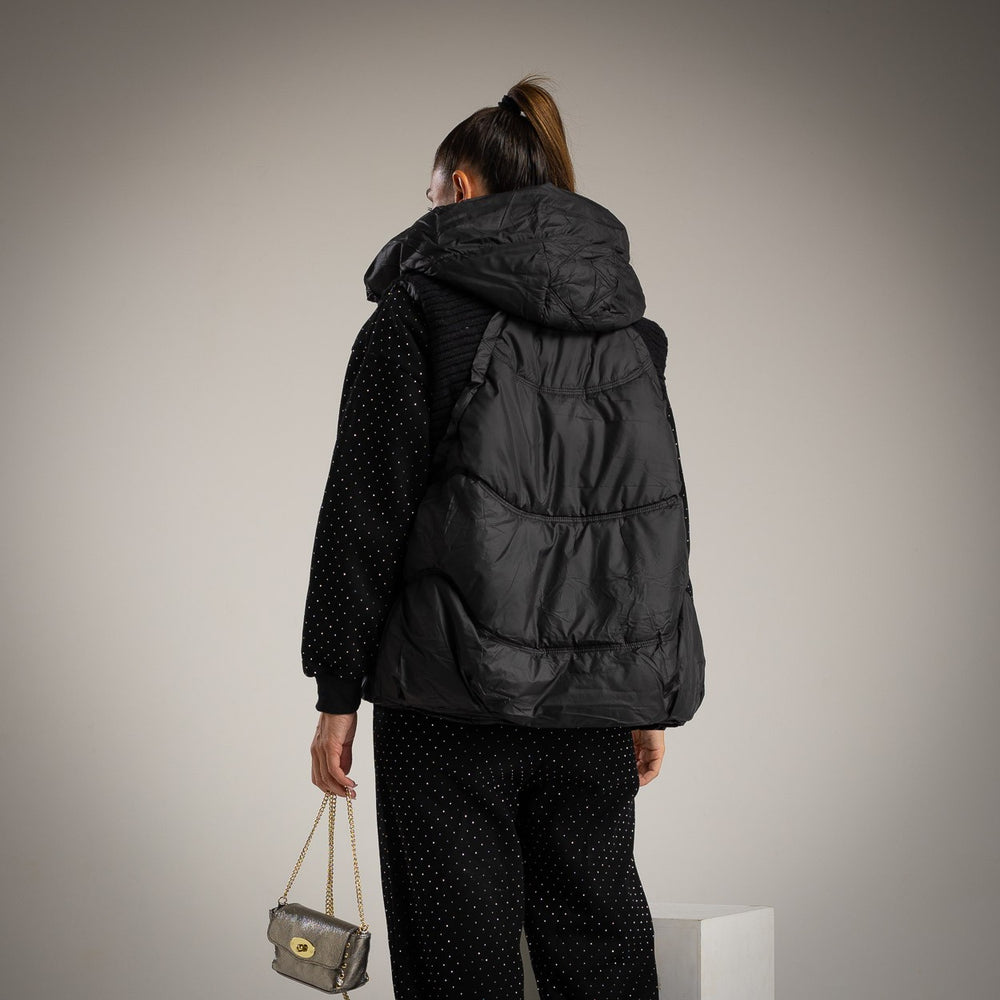 MARIΓIOÚ Swarovski loungewear set front view with padded vest