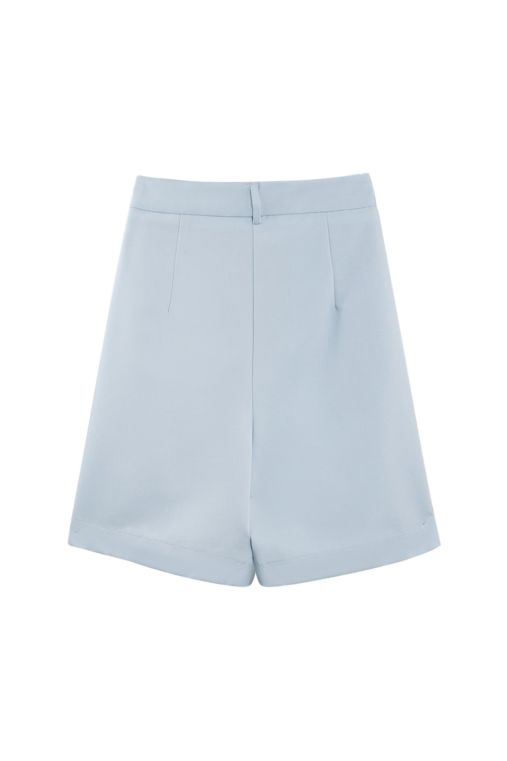 Soft Sky Blue tailored high-waist shorts – back view