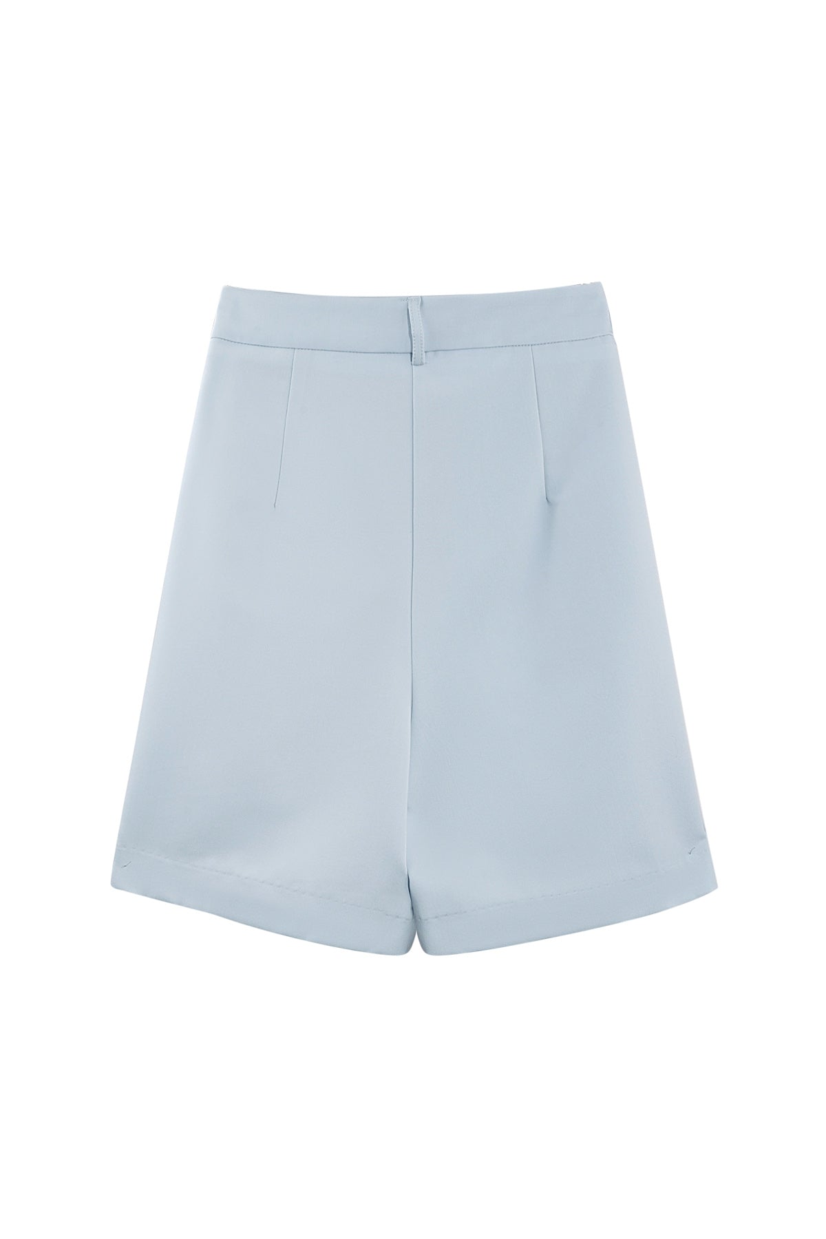 Soft Sky Blue tailored high-waist shorts – back view