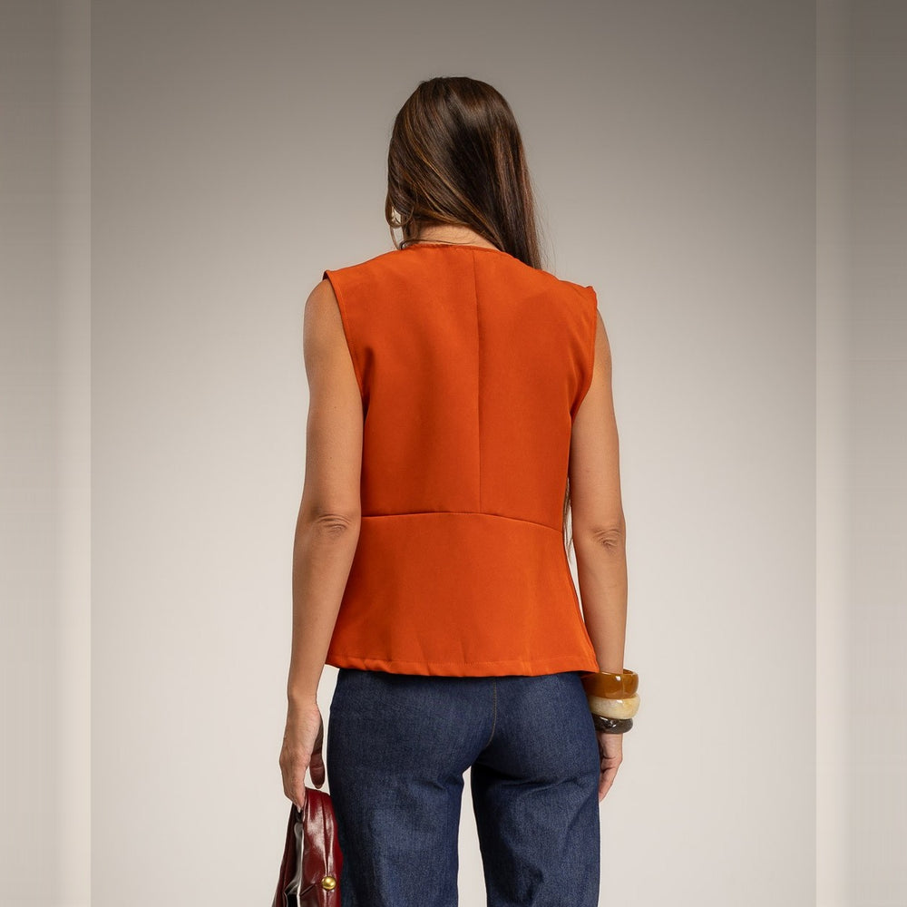 Teja sleeveless military braid vest with gold buttons - back view