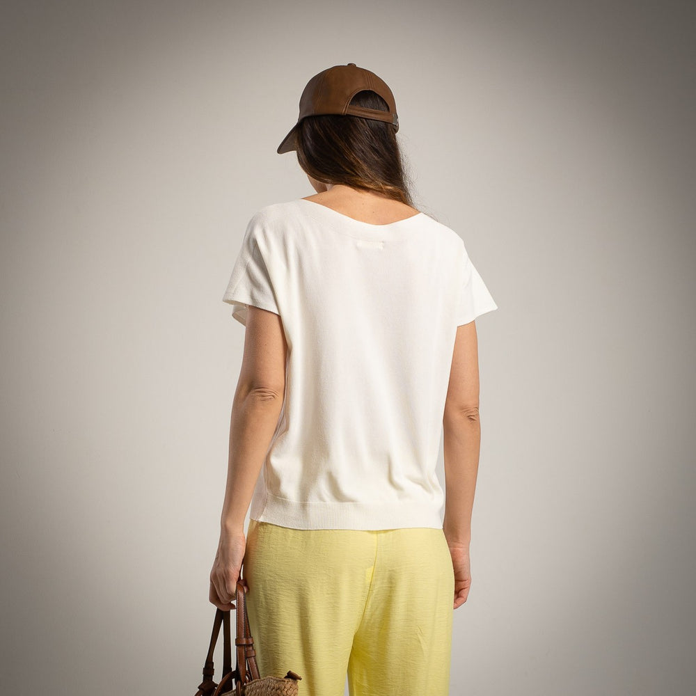 bonjour dachshund t shirt back view ivory knit marigiou
