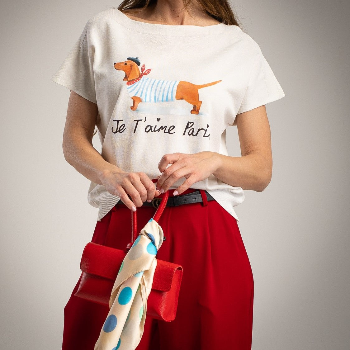 dachshund print t shirt je taime paris ivory knit marigiou