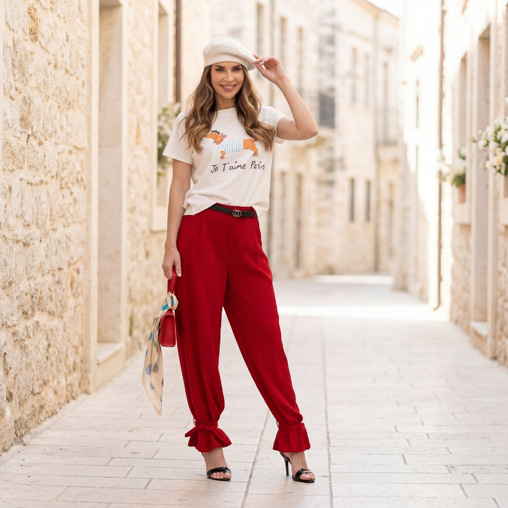 casual outfit dachshund print t shirt ivory paris style marigiou