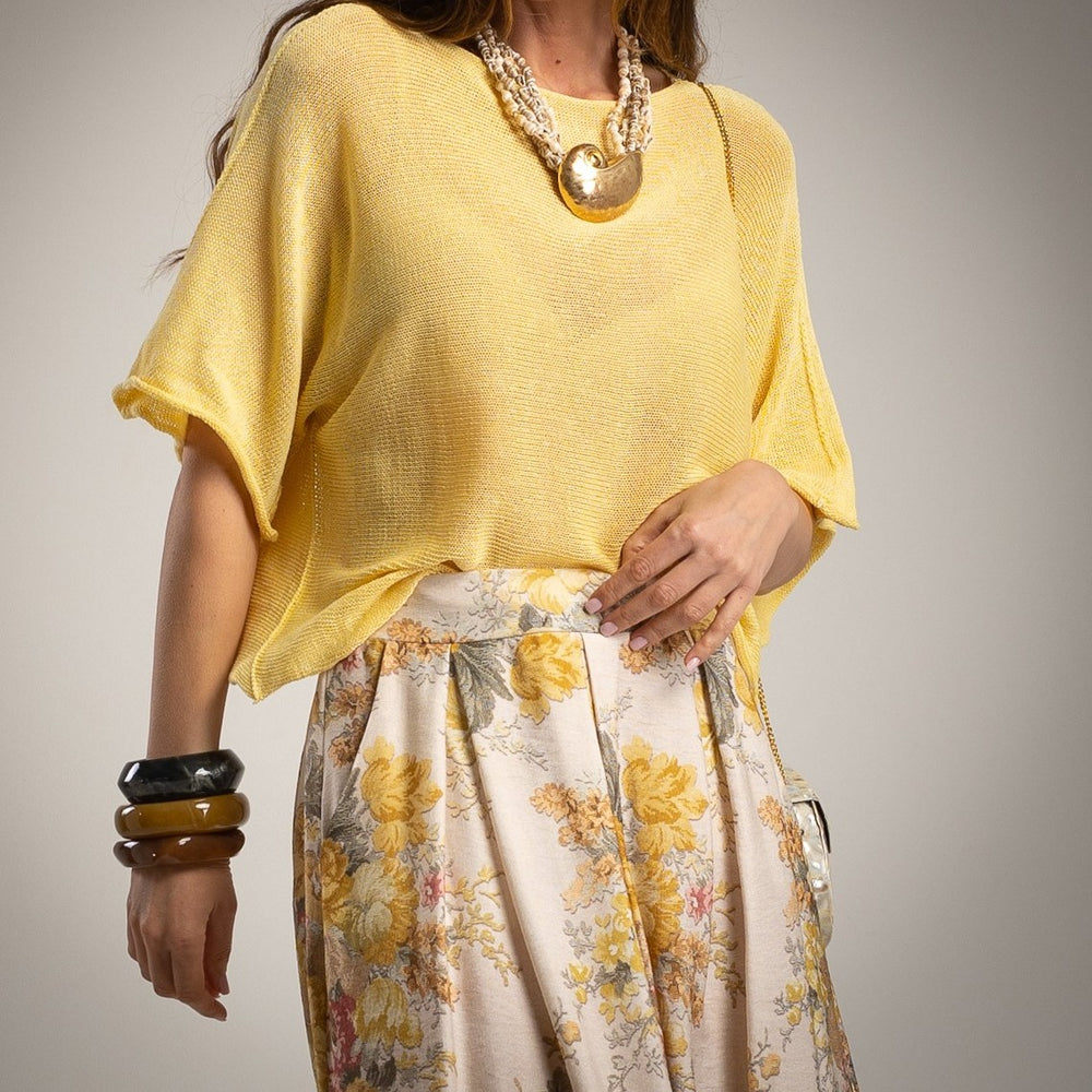 lightweight knit t shirt yellow airy knit summer marigiou
