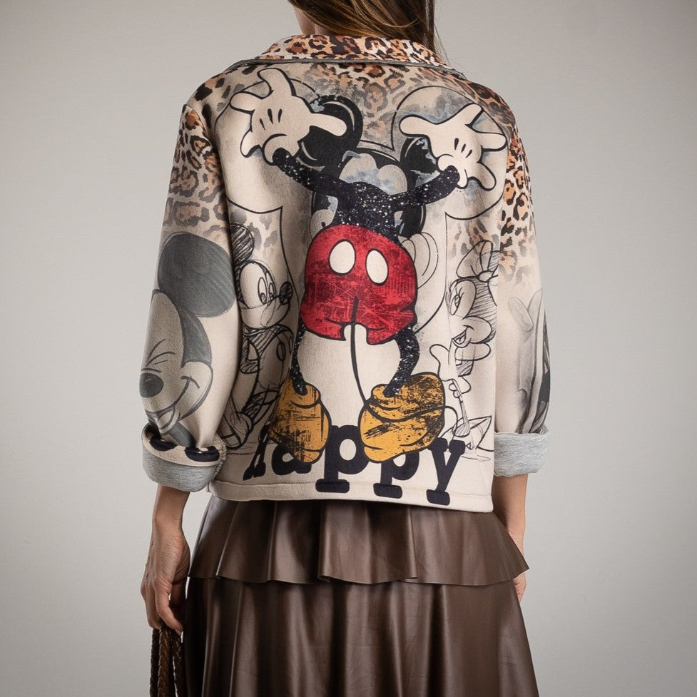 back view of cartoon print neoprene plush jacket – MARIΓIOÚ