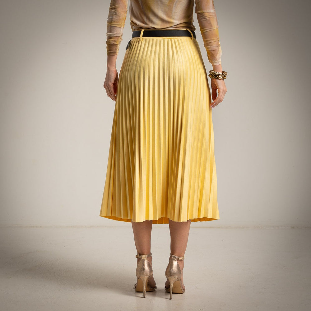 Back view of mango pleated suede midi skirt – MARIΓIOÚ